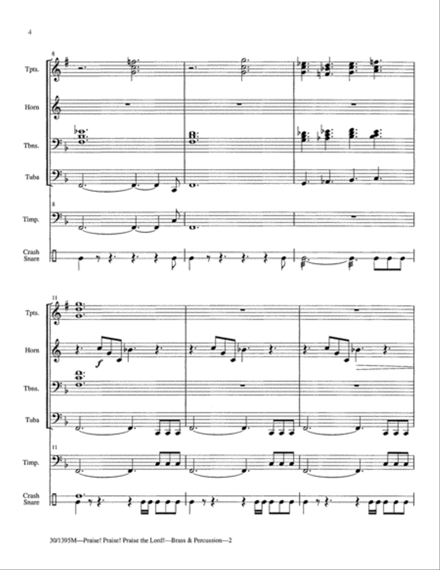Praise! Praise! Praise the Lord! - Brass/Perc Score and Parts Horn scores gallery preview page 4
