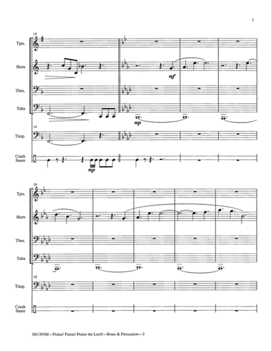 Praise! Praise! Praise the Lord! - Brass/Perc Score and Parts Horn scores gallery preview page 5