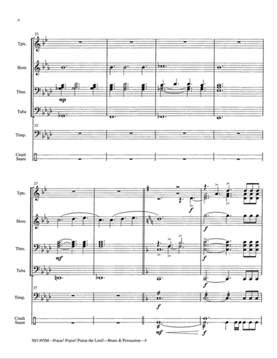 Praise! Praise! Praise the Lord! - Brass/Perc Score and Parts Horn scores gallery preview page 6