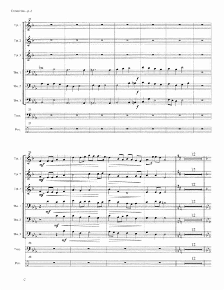 Crown Him with Many Crowns - Brass and Timpani Score and Parts Trombone scores gallery preview page 4
