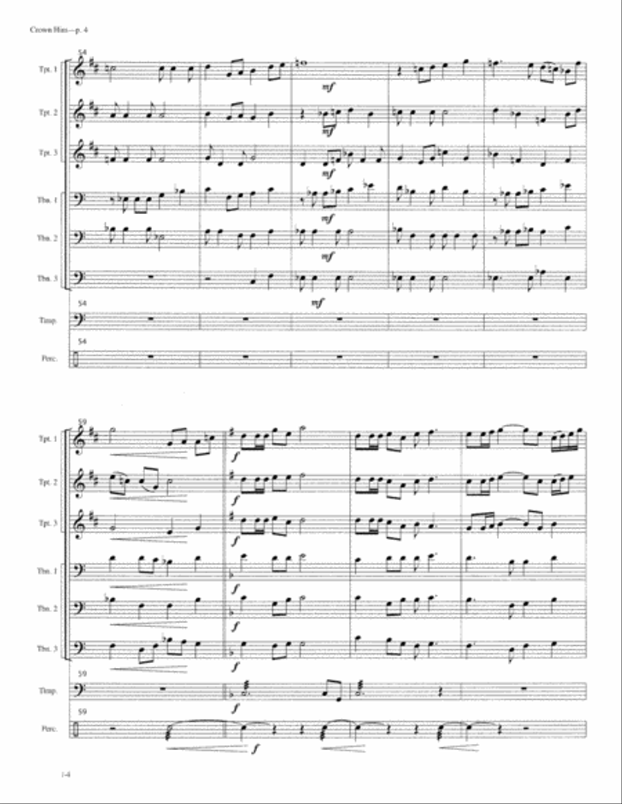 Crown Him with Many Crowns - Brass and Timpani Score and Parts Trombone scores gallery preview page 6