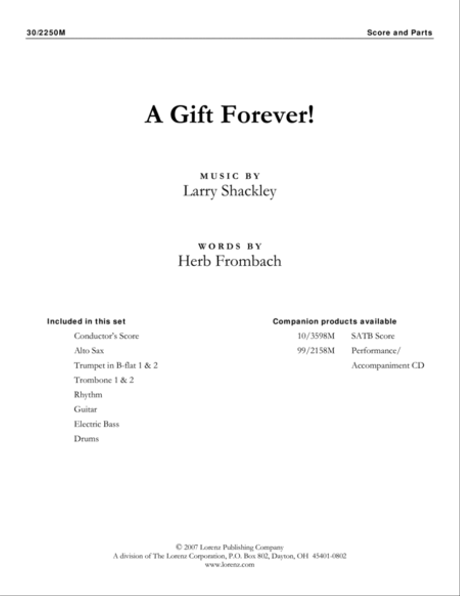 A Gift Forever! - Brass, Sax and Rhythm Score and Parts Alto Saxophone scores gallery preview page 1