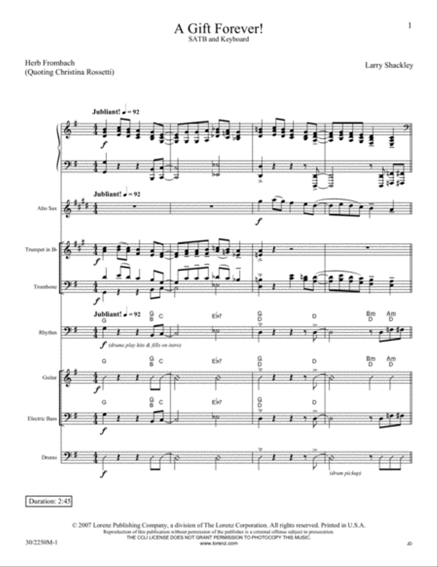 A Gift Forever! - Brass, Sax and Rhythm Score and Parts Alto Saxophone scores gallery preview page 3