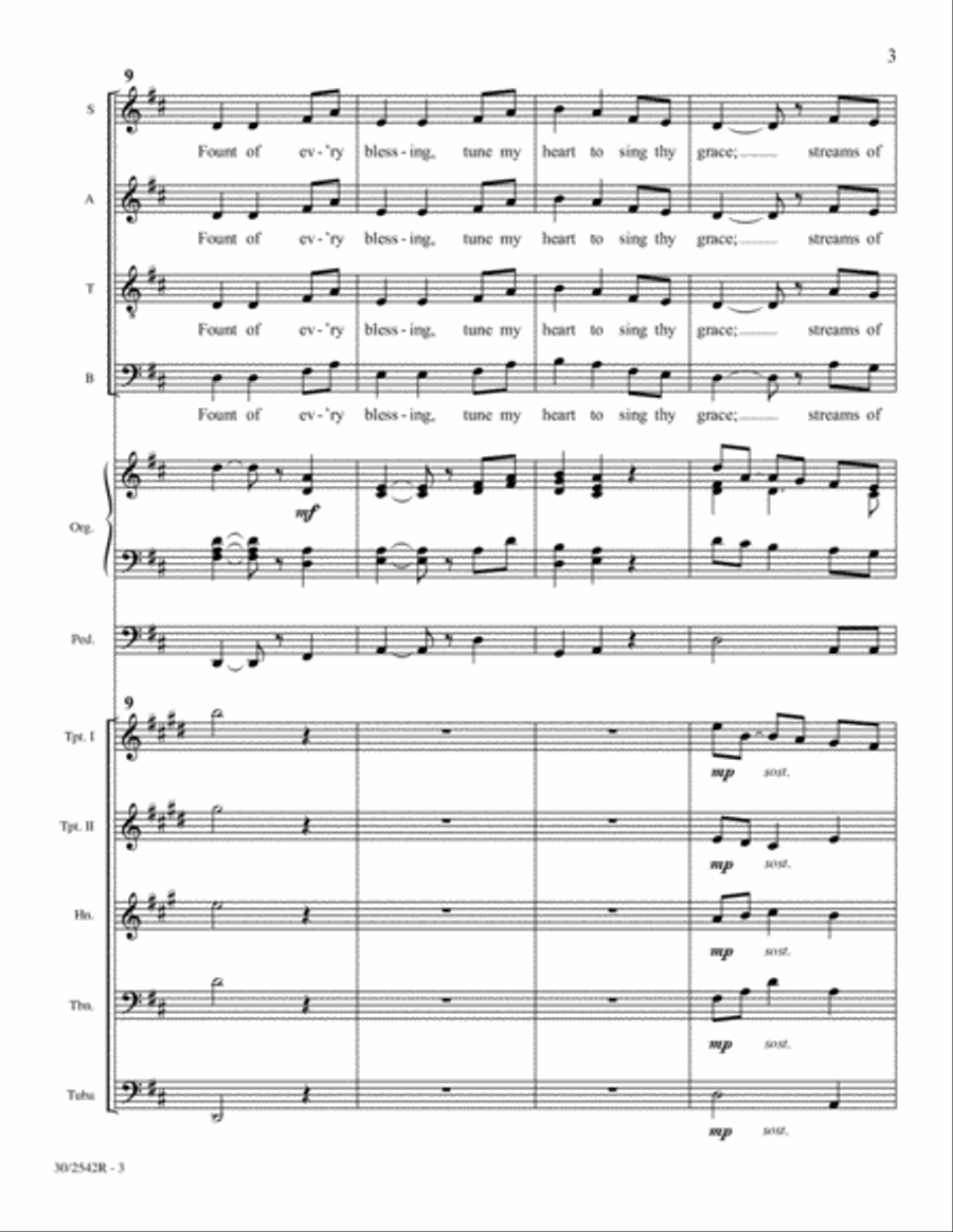 Come, Thou Fount of Every Blessing - Brass Score and Parts Choir scores gallery preview page 3