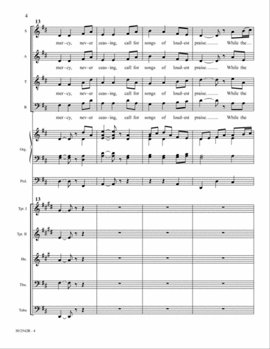 Come, Thou Fount of Every Blessing - Brass Score and Parts Choir scores gallery preview page 4