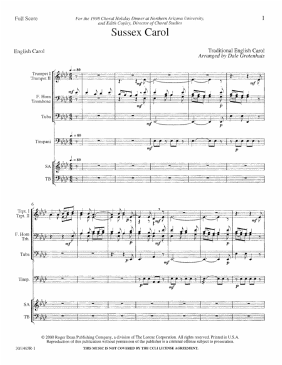 Sussex Carol - Score and Parts Score scores gallery preview page 1