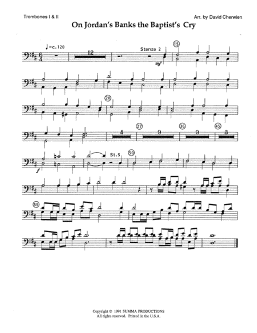 On Jordan's Banks - Brass Parts (Digital Download) Trombone scores gallery preview page 2
