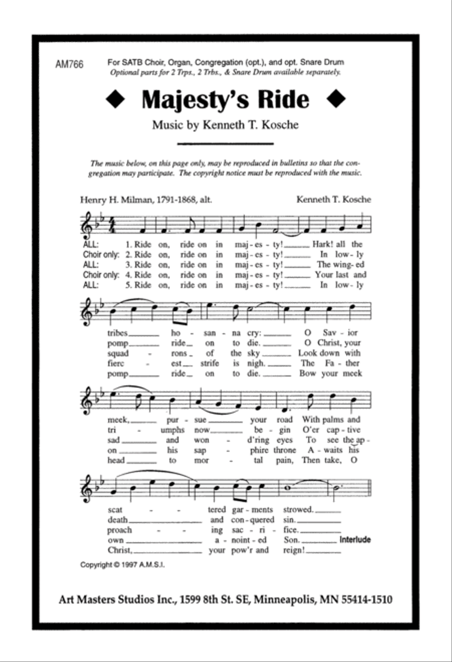 Majesty's Ride (Digital Download) 4-Part scores gallery preview page 1