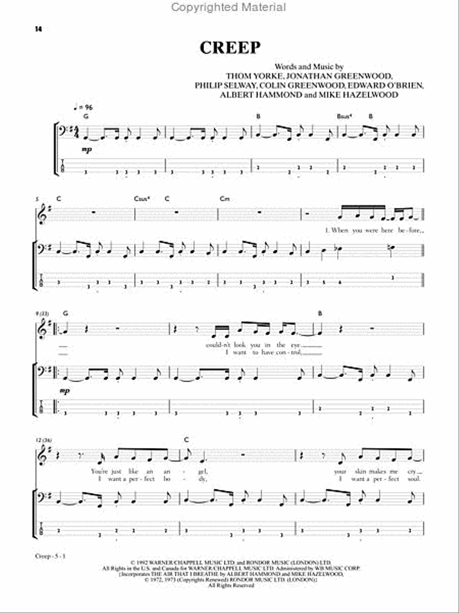 Radiohead – Ultimate Bass Play-Along Bass Guitar Tablature scores gallery preview page 4