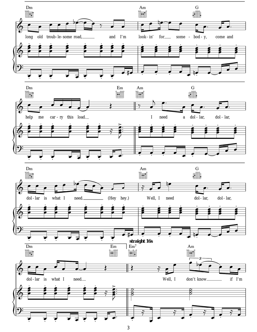 I Need A Dollar I Need A Dollar Acoustic Guitar scores gallery preview page 3