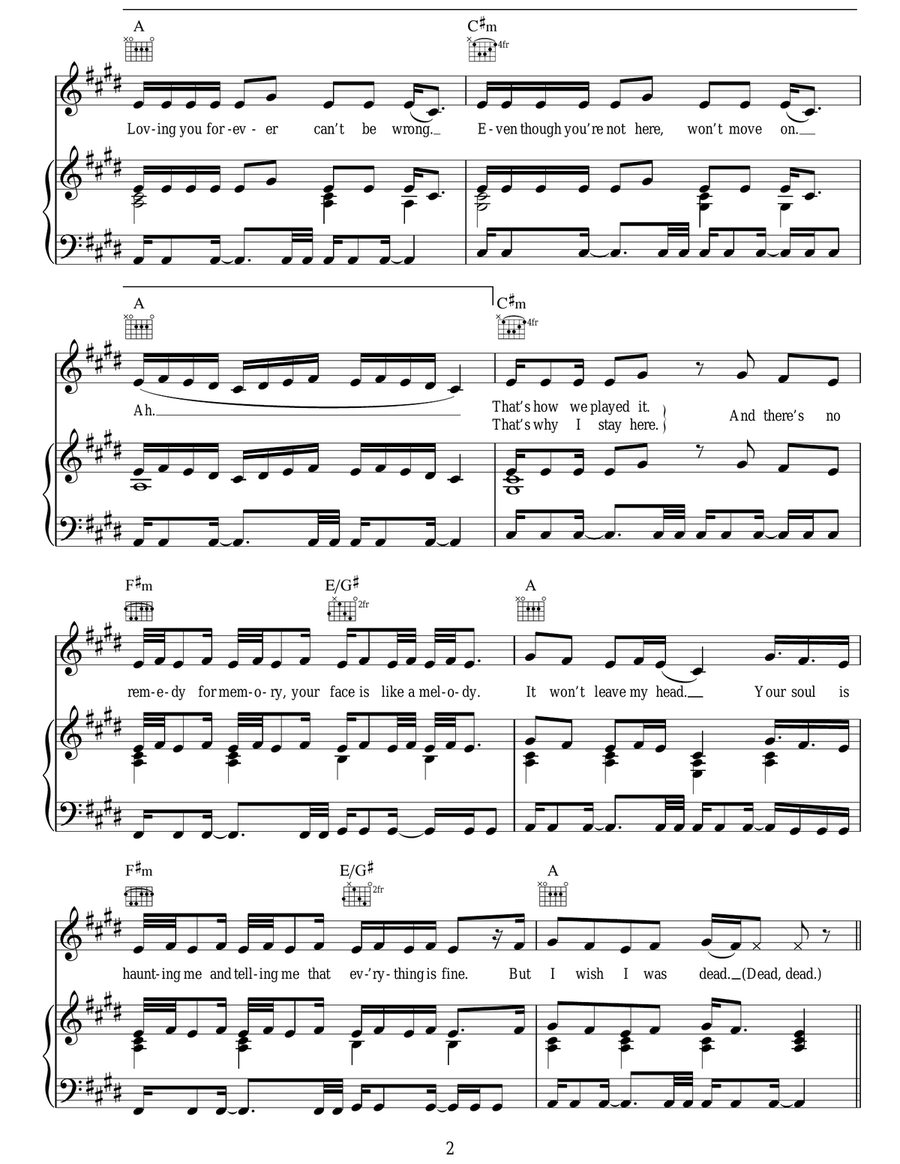 Dark Paradise Acoustic Guitar scores gallery preview page 2