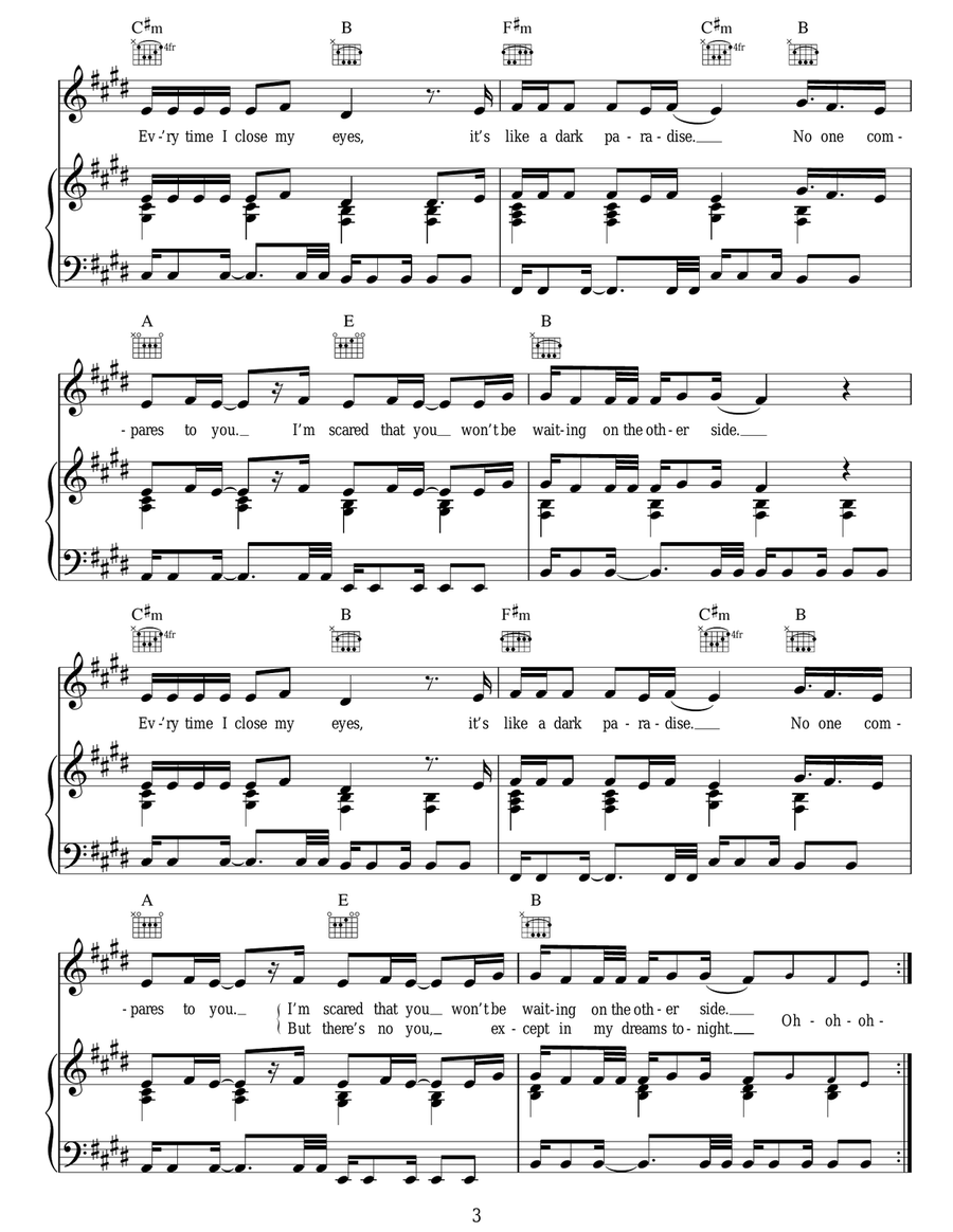 Dark Paradise Acoustic Guitar scores gallery preview page 3