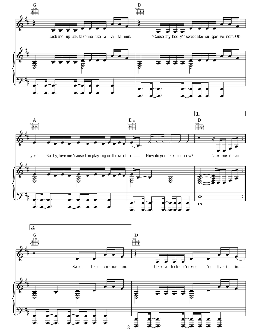 Radio Radio Acoustic Guitar scores gallery preview page 3