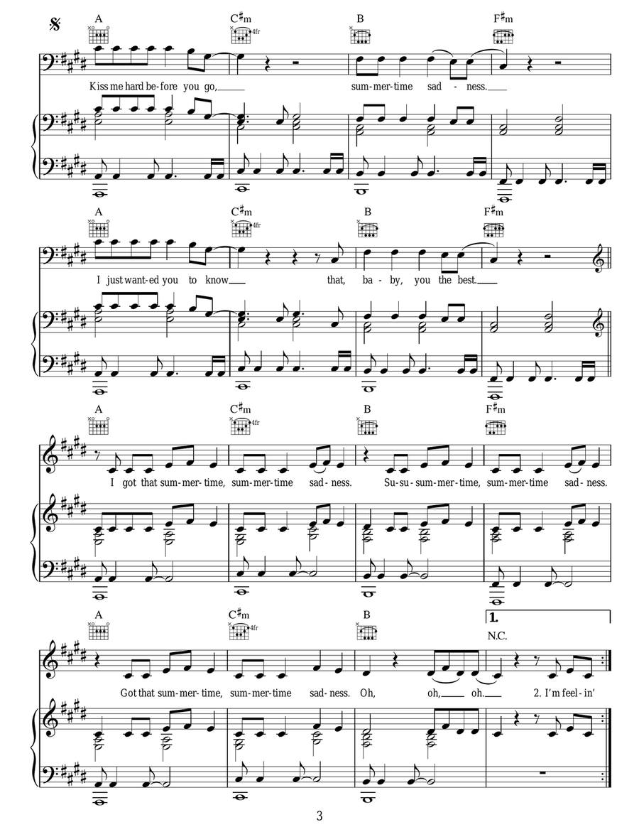 Summertime Sadness Summertime Sadness Acoustic Guitar scores gallery preview page 3
