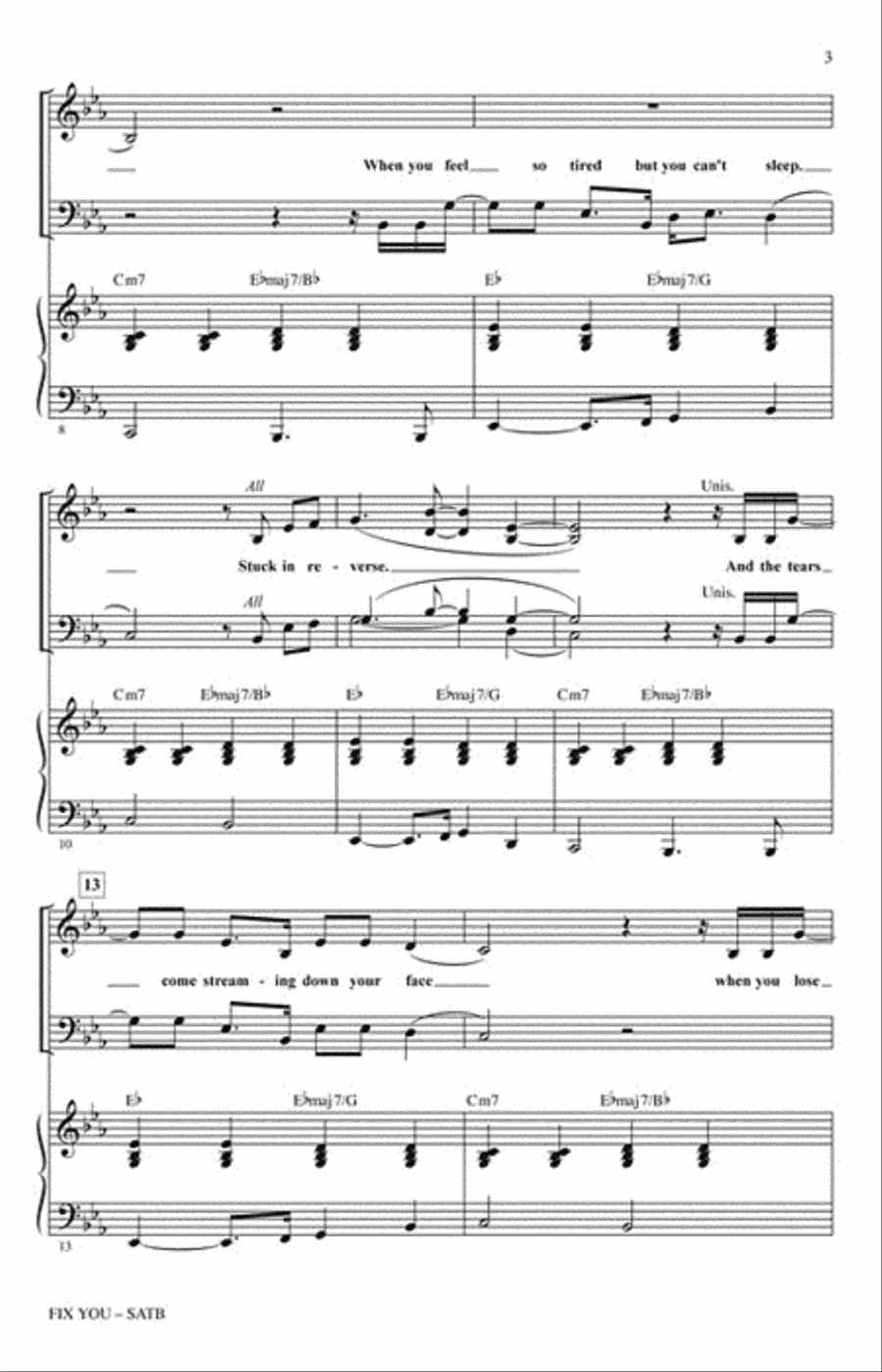 Fix You Choir scores gallery preview page 3