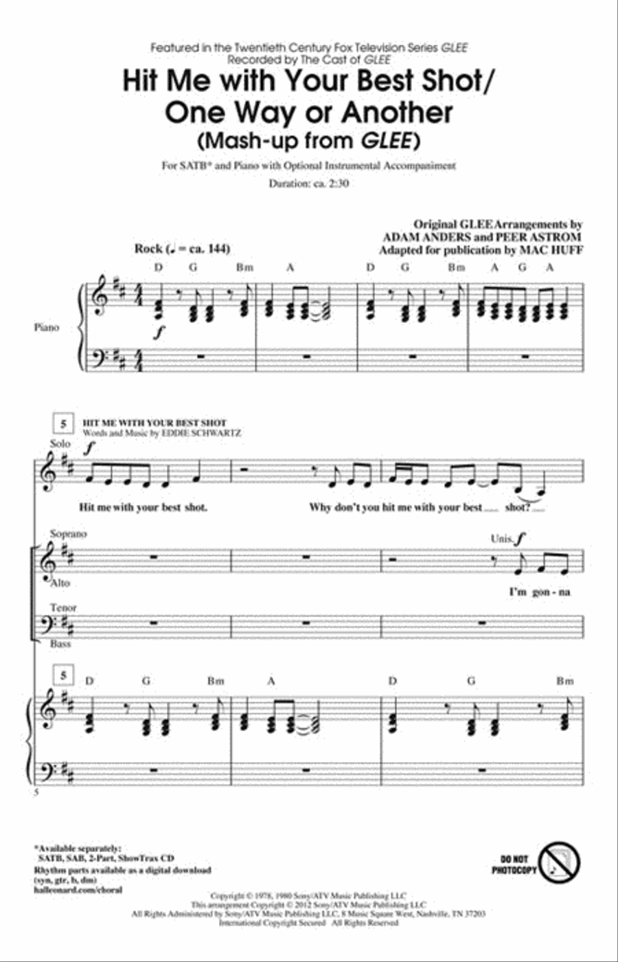 Hit Me With Your Best Shot/One Way or Another 4-Part scores gallery preview page 2