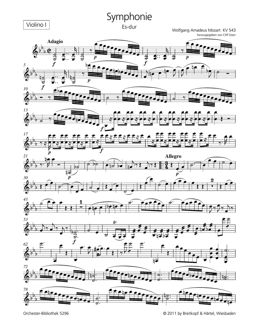 Symphony [No. 39] in E flat major K. 543 Orchestra scores gallery preview page 2