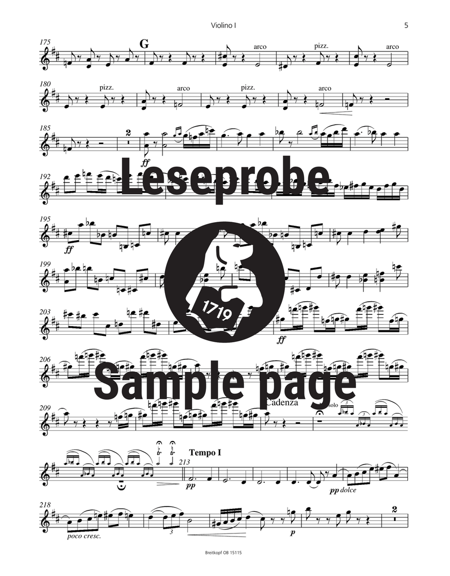 Violin Concerto in D major Op. 35 Orchestra scores gallery preview page 5