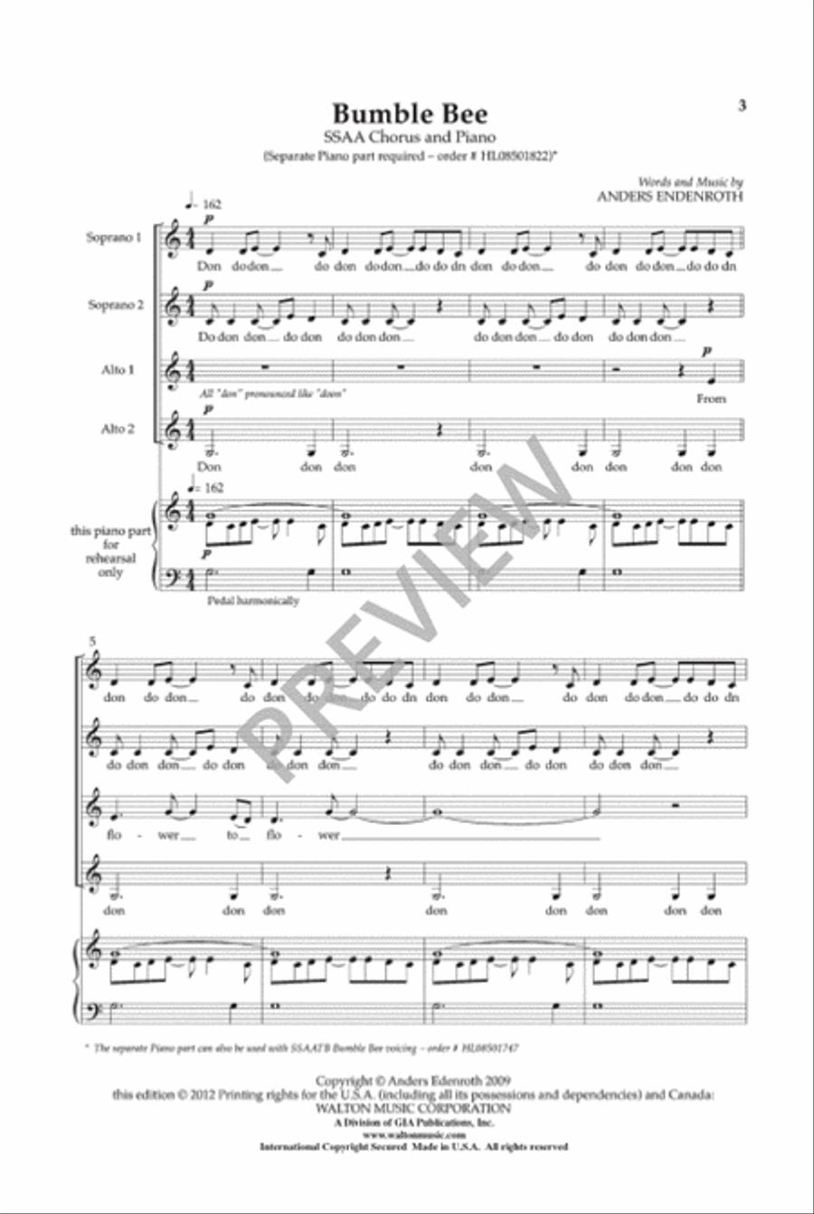 Bumble Bee - SSAA (Vocal Score) SSAA scores gallery preview page 2