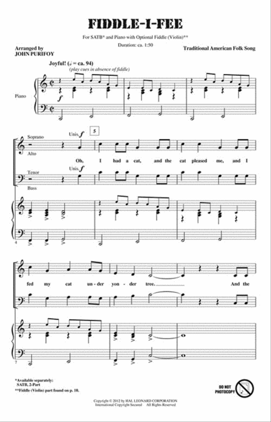 Fiddle-I-Fee Fiddle-I-Fee 4-Part scores gallery preview page 2