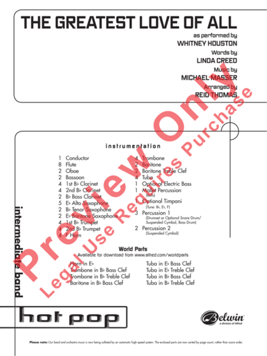 The Greatest Love of All Concert Band scores gallery preview page 2