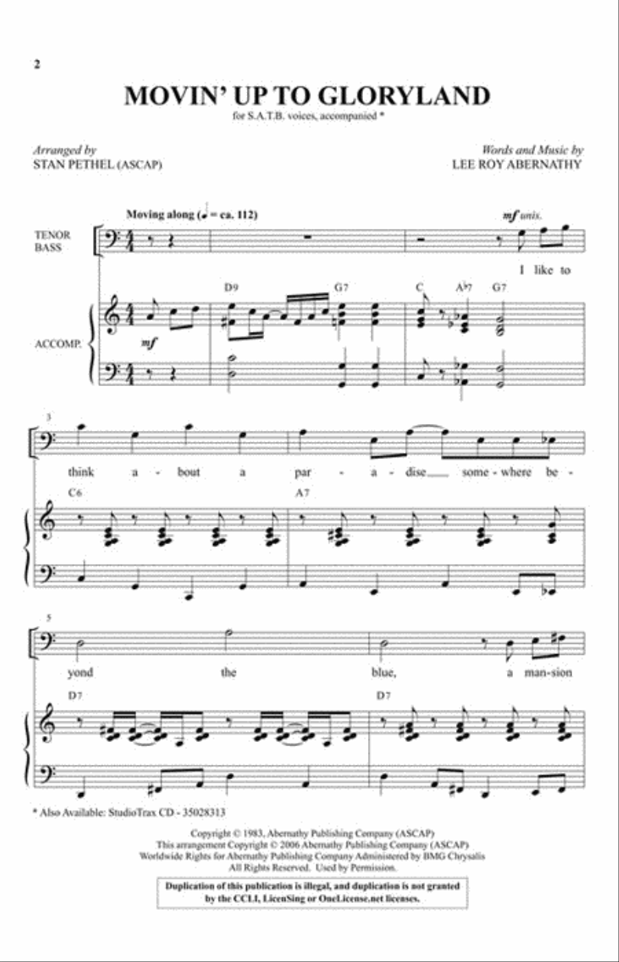 Movin' Up to Gloryland Movin' Up to Gloryland 4-Part scores gallery preview page 2