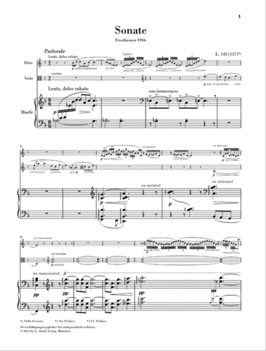 Claude Debussy – Sonata for Flute, Viola and Harp Flute scores gallery preview page 3
