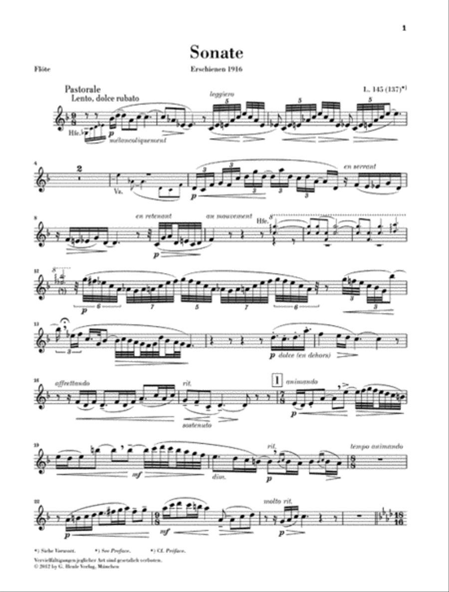 Claude Debussy – Sonata for Flute, Viola and Harp Flute scores gallery preview page 5