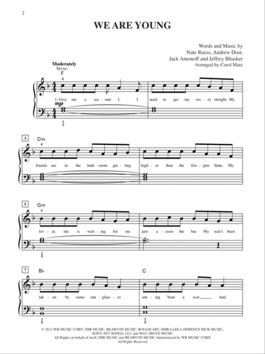 We Are Young Easy Piano scores gallery preview page 2