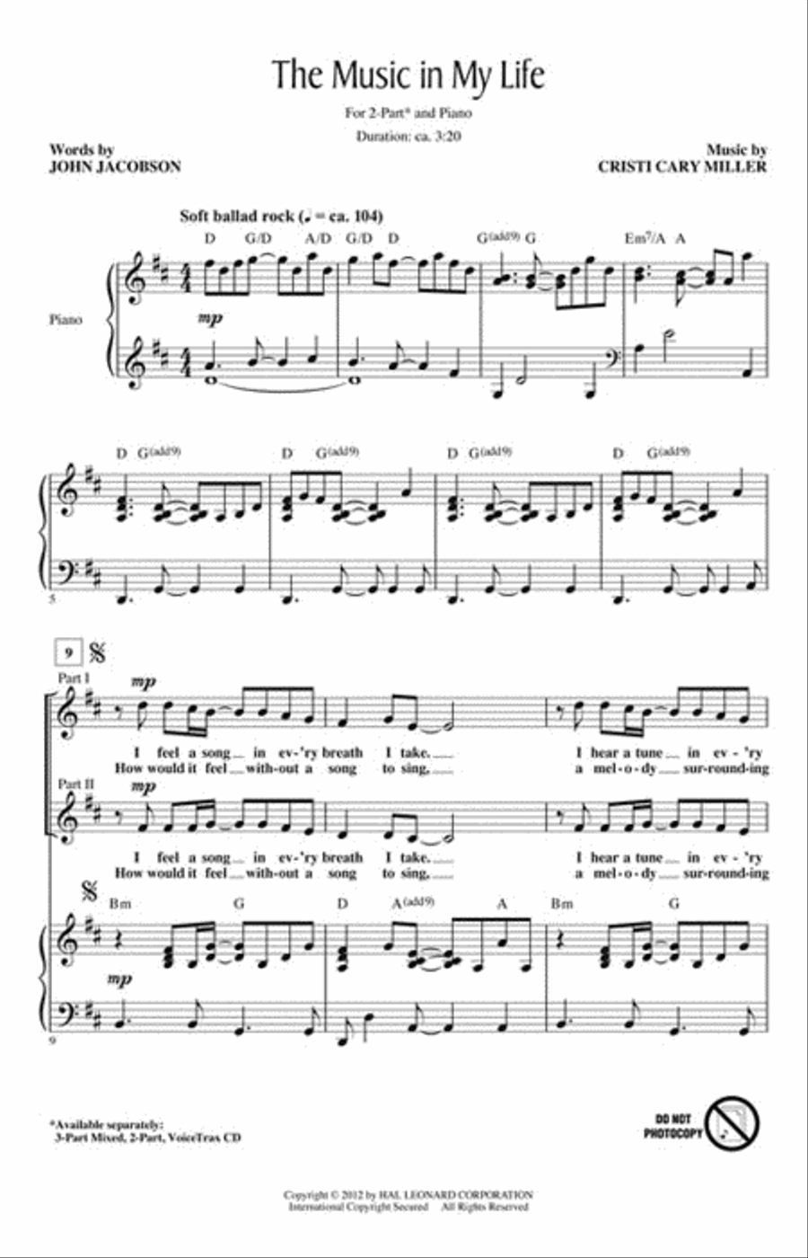 The Music in My Life The Music in My Life 2-Part scores gallery preview page 2