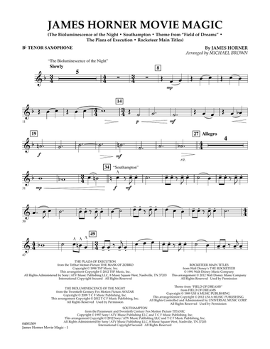 James Horner Movie Magic - Bb Tenor Saxophone