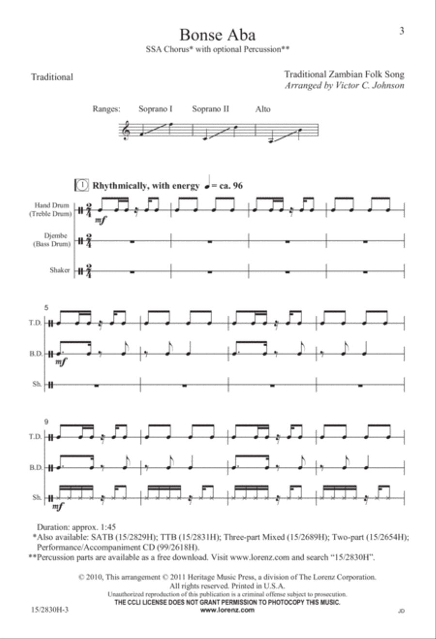 Bonse Aba Bonse Aba SSA scores gallery preview page 4