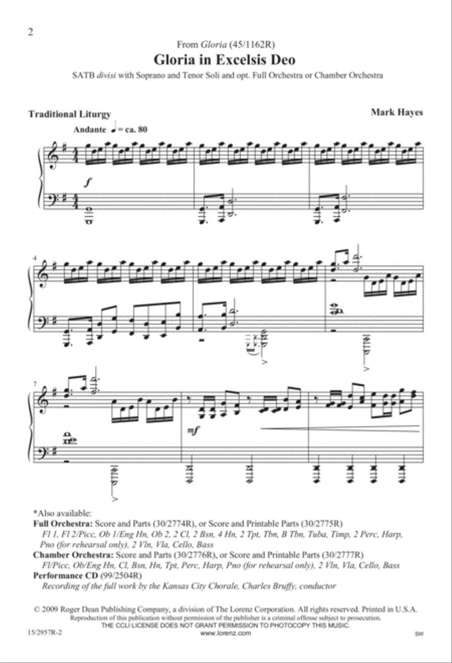 Gloria in Excelsis Deo (from “Gloria”) Divisi scores gallery preview page 3