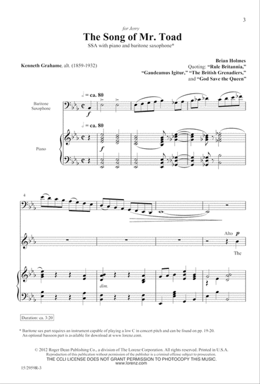 The Song of Mr. Toad The Song of Mr. Toad SSA scores gallery preview page 4