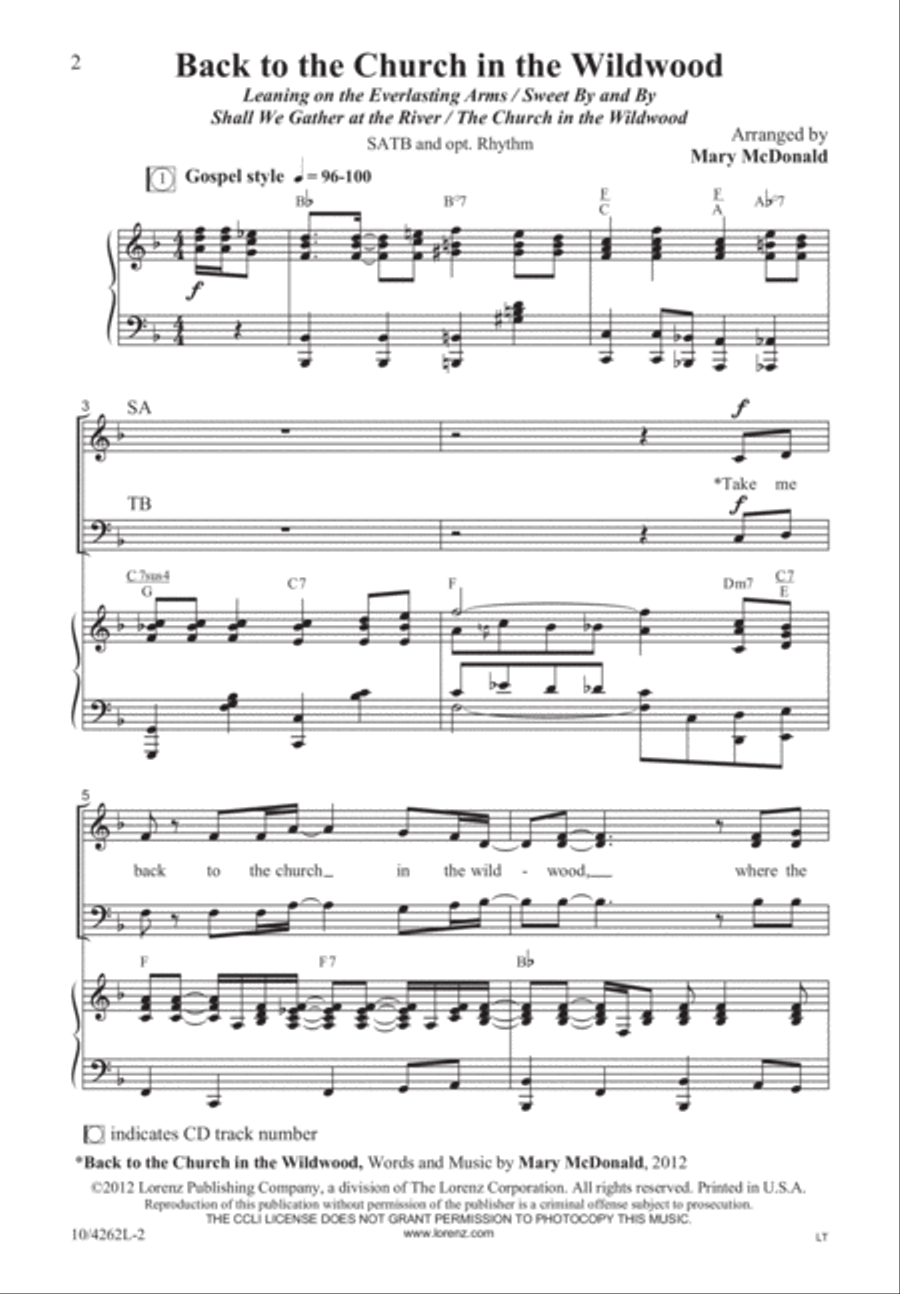 Back to the Church in the Wildwood 4-Part scores gallery preview page 3