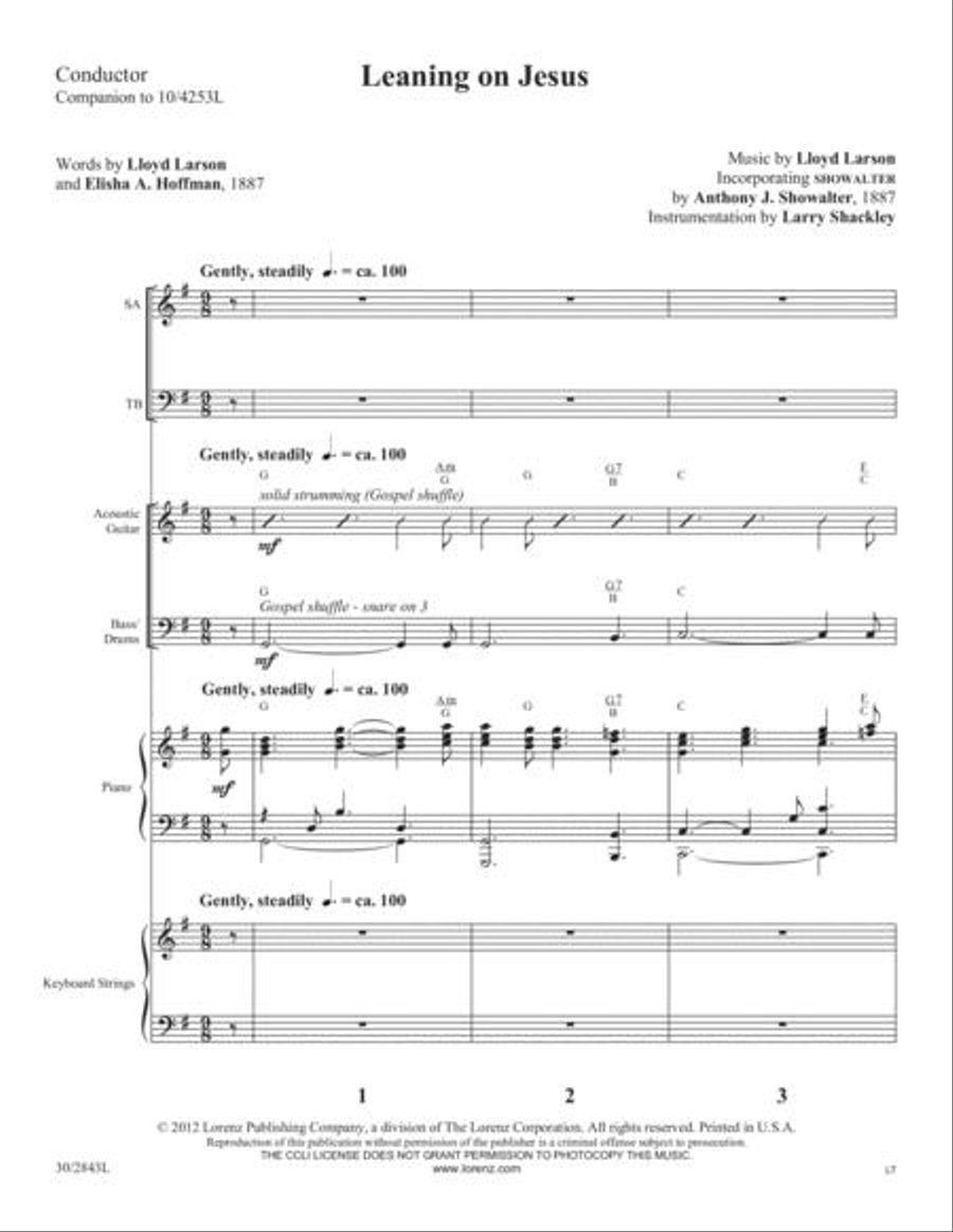 Leaning on Jesus - Rhythm Score and Parts Choir scores gallery preview page 2