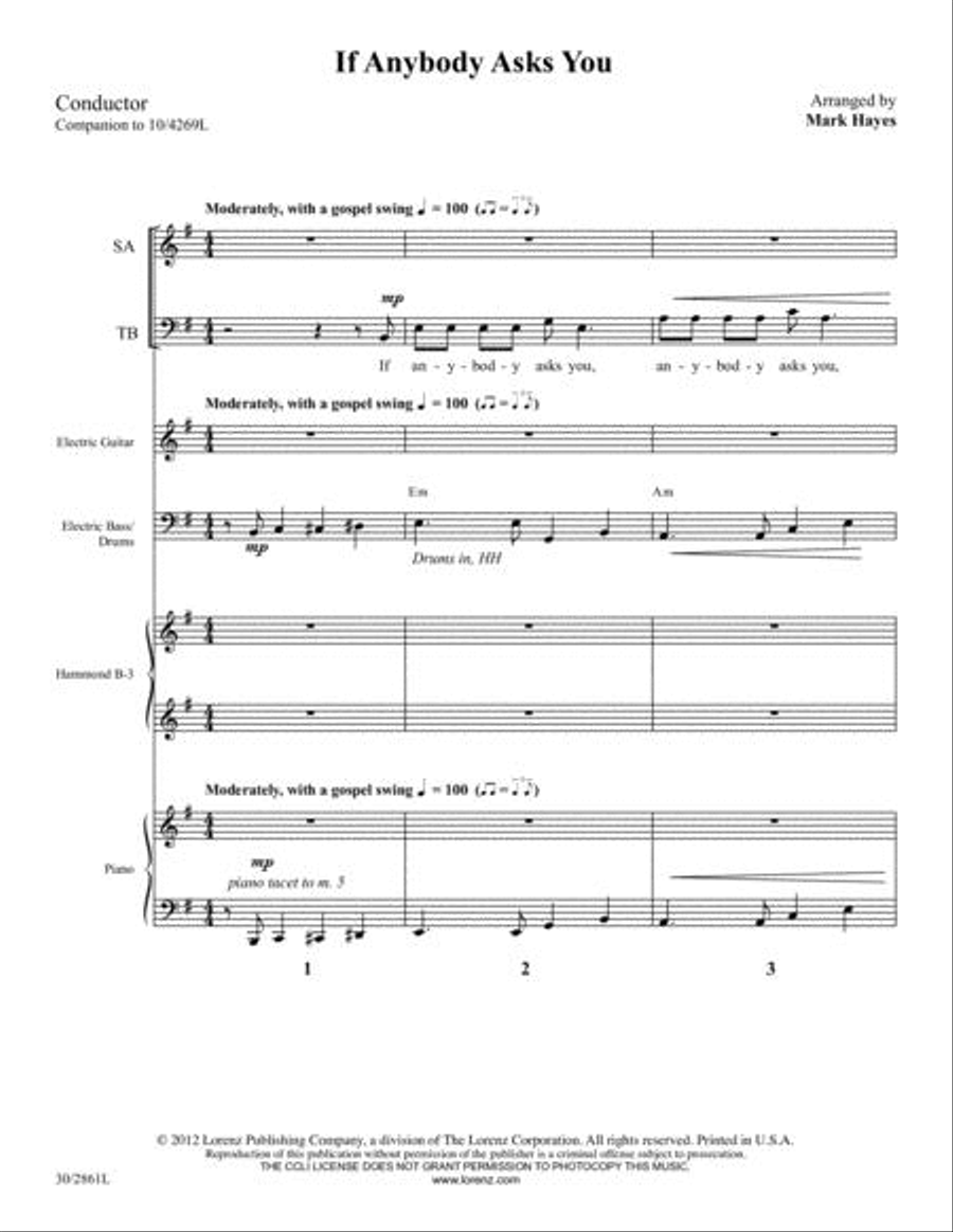 If Anybody Asks You - Rhythm Score and Parts Choir scores gallery preview page 2
