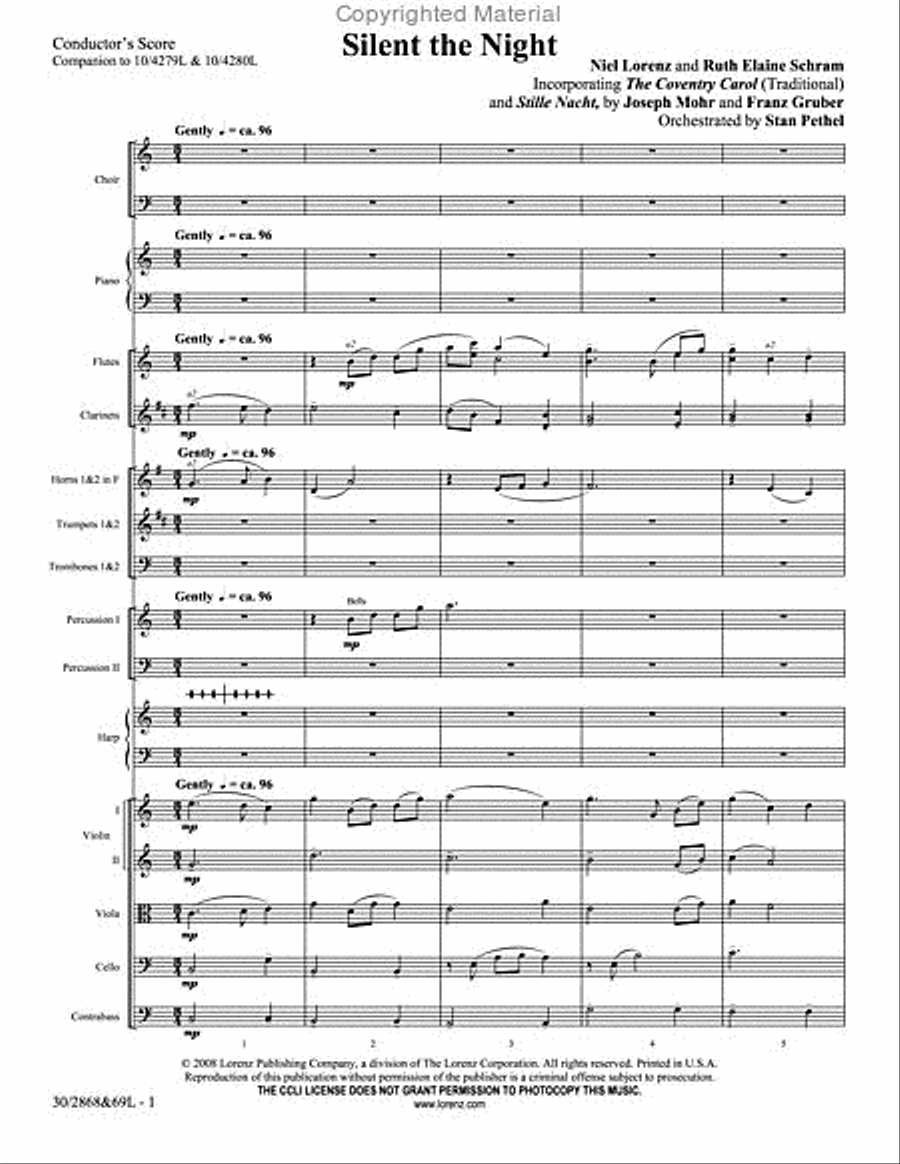 Silent the Night - Orchestral Score and CD with Printable Parts Choir scores gallery preview page 2
