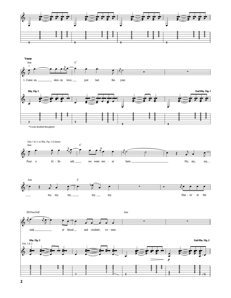 Skinny Love Skinny Love Acoustic Guitar scores gallery preview page 2
