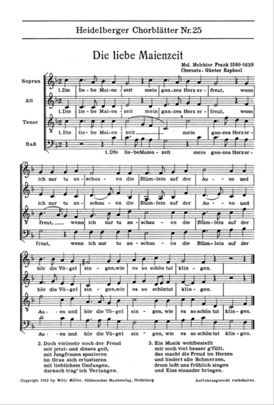 Heidelberger Chorblätter no. 25 4-Part scores gallery preview page 1