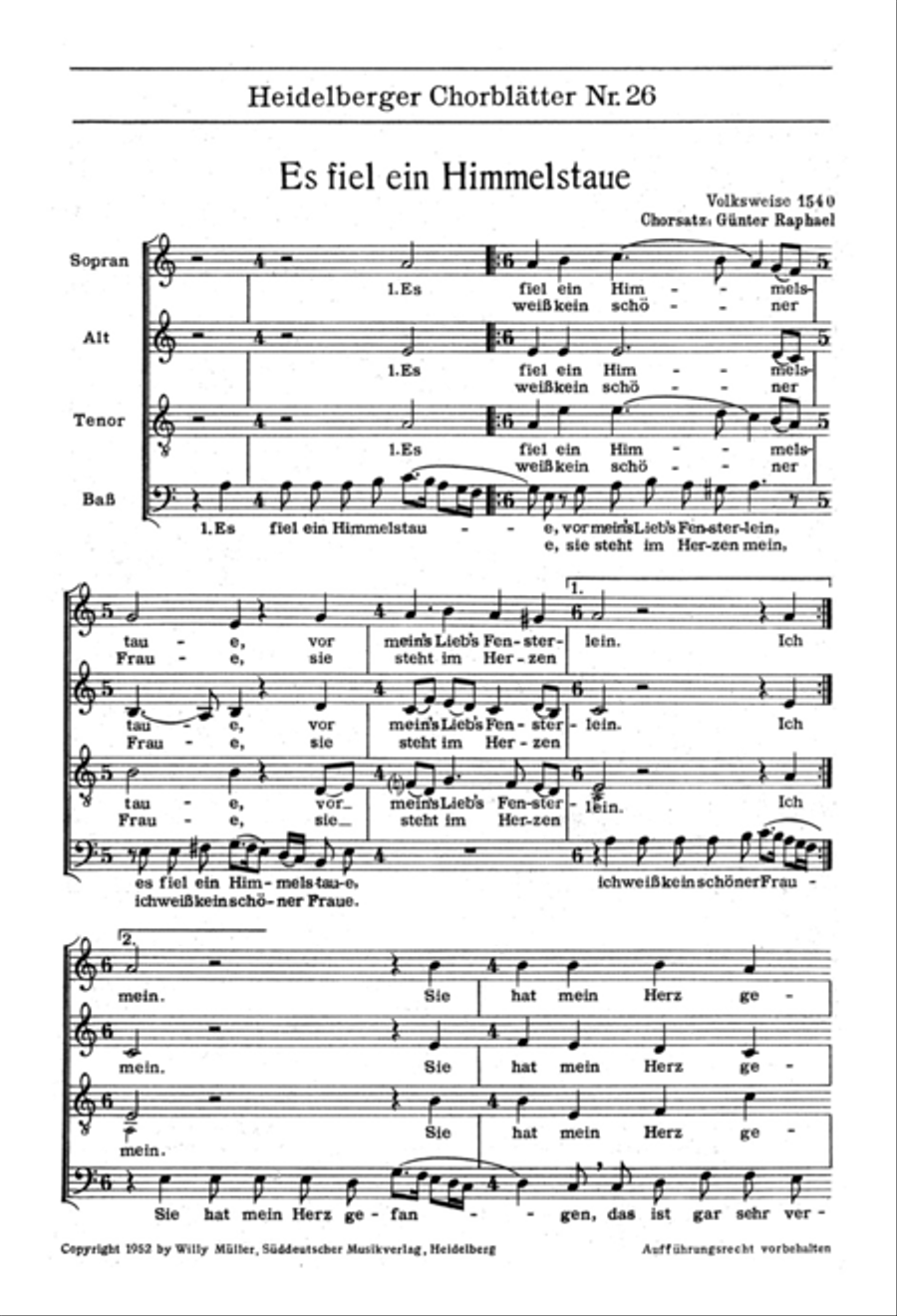 Heidelberger Chorblätter no. 26 4-Part scores gallery preview page 1