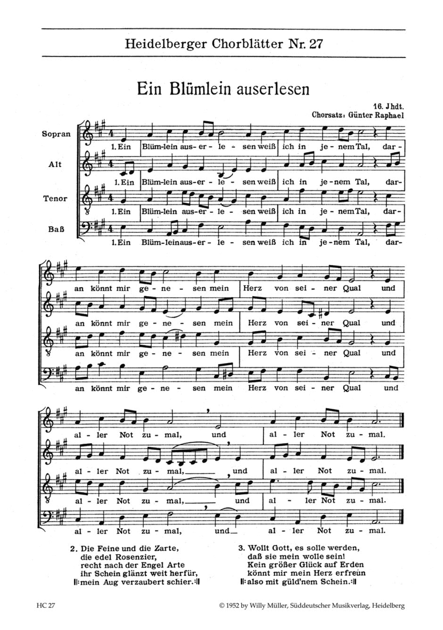 Heidelberger Chorblätter no. 27 4-Part scores gallery preview page 1