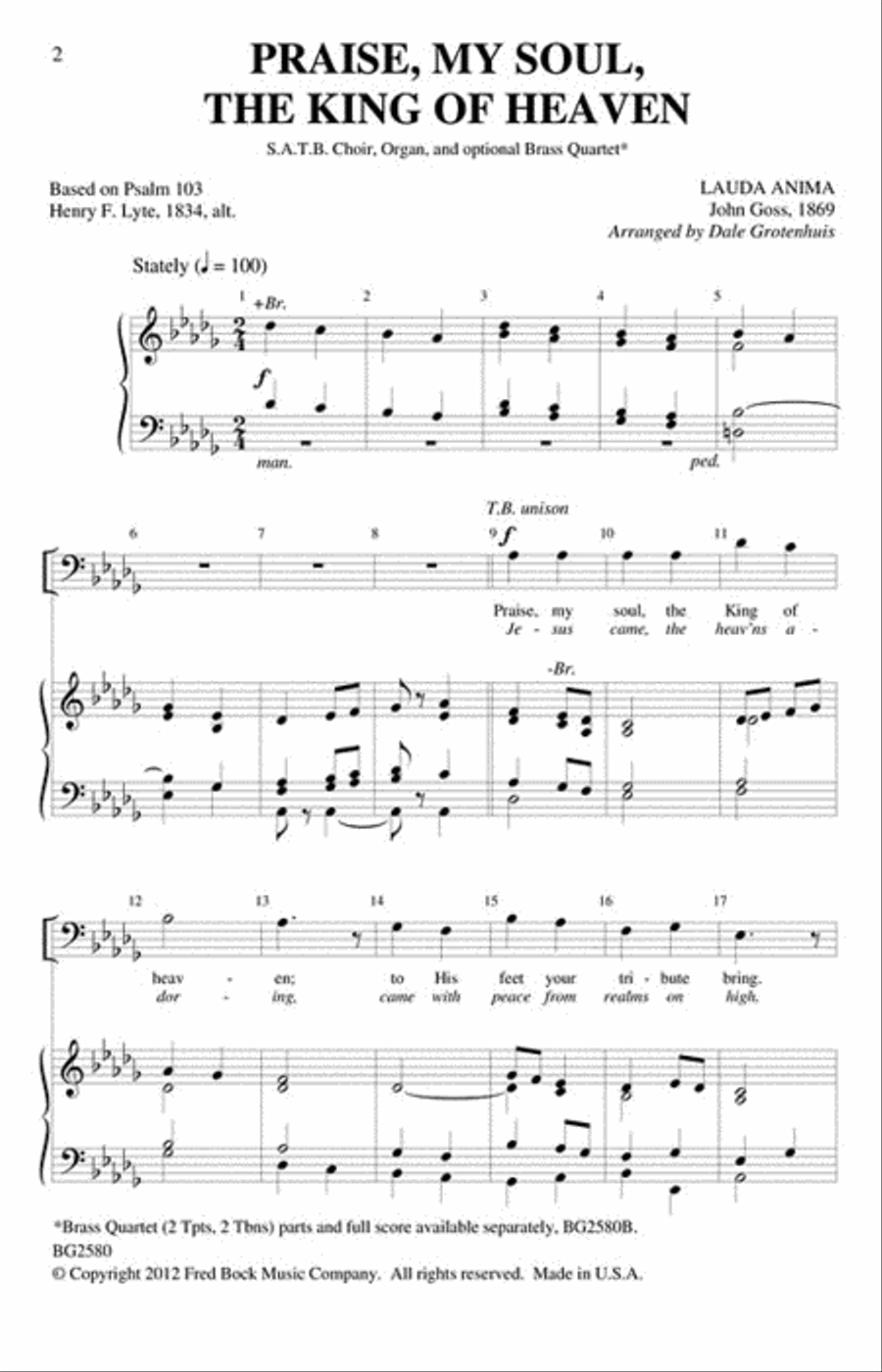Praise, My Soul, the King of Heaven 4-Part scores gallery preview page 2