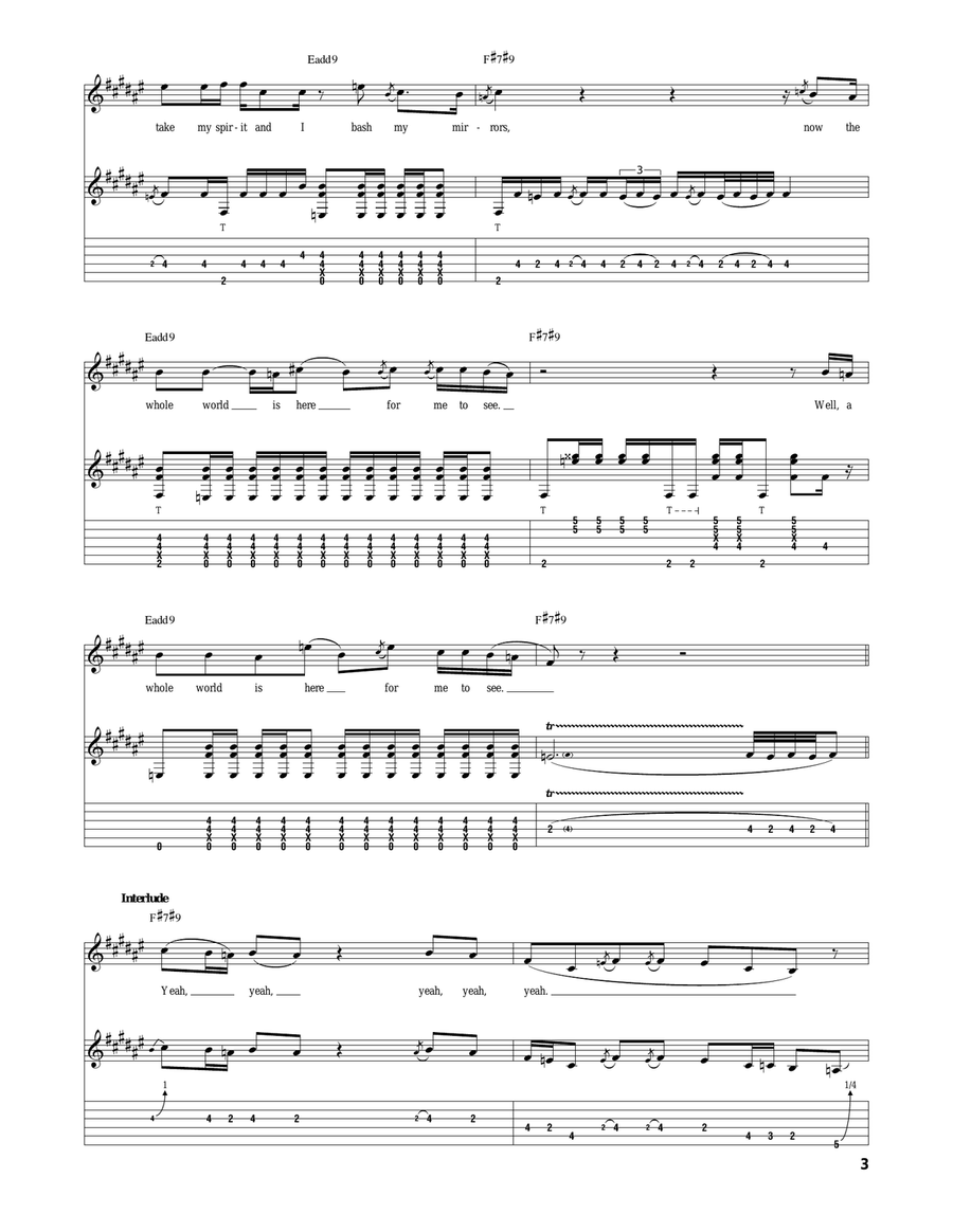 Room Full Of Mirrors Room Full Of Mirrors Guitar Tablature scores gallery preview page 3