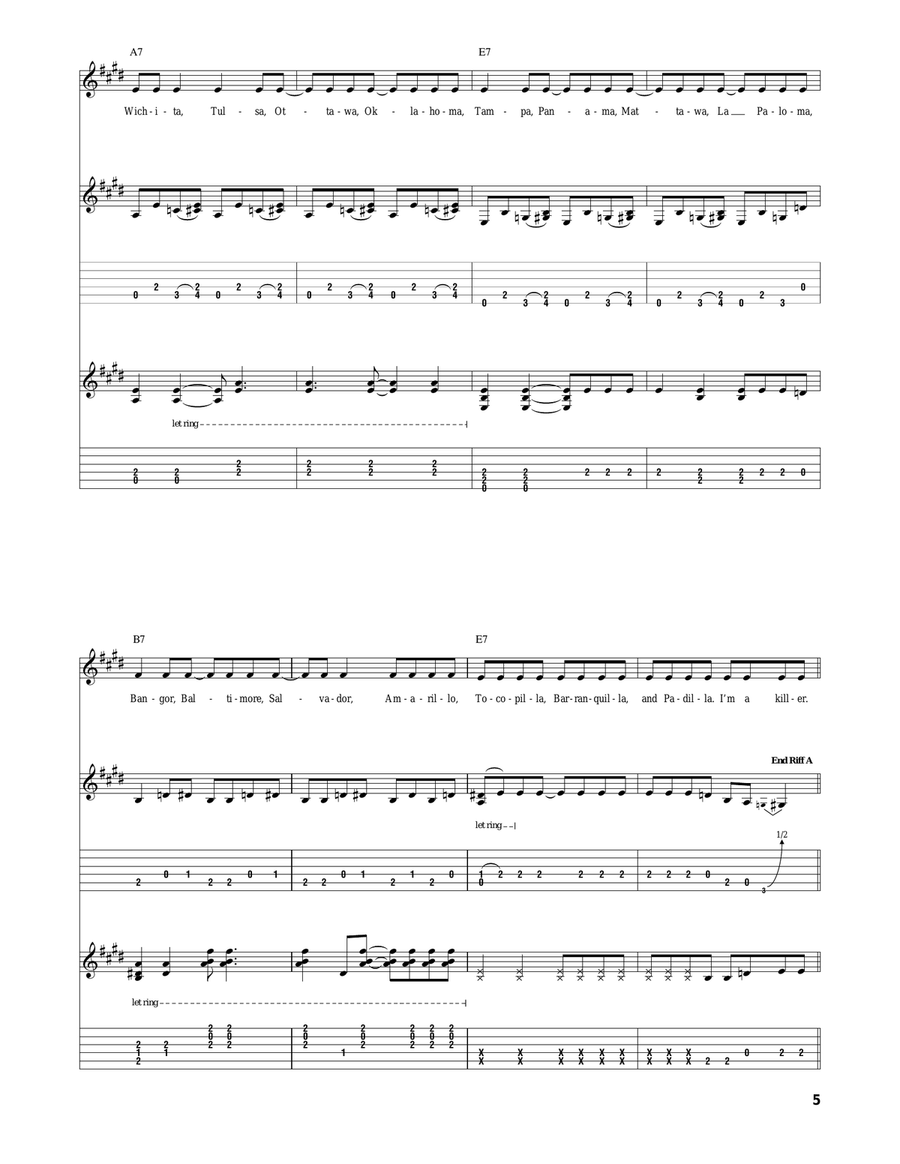 I've Been Everywhere Electric Guitar scores gallery preview page 5