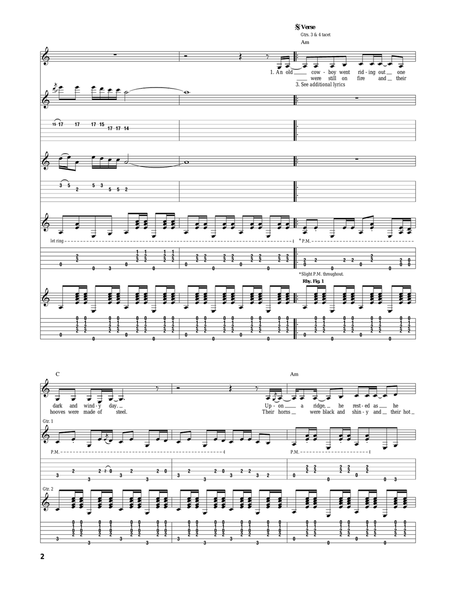 (Ghost) Riders In The Sky (A Cowboy Legend) Electric Guitar scores gallery preview page 2