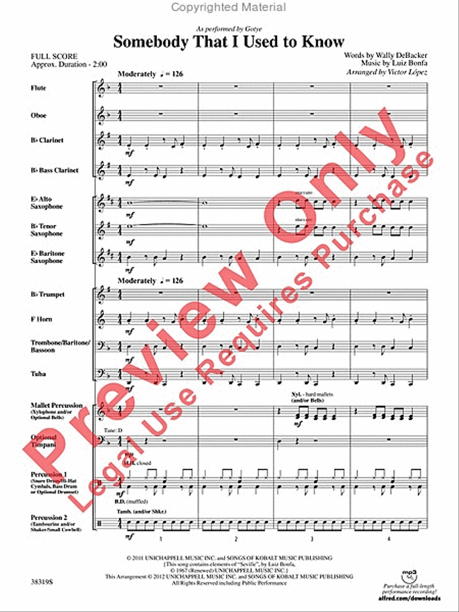 Somebody That I Used to Know Concert Band scores gallery preview page 3