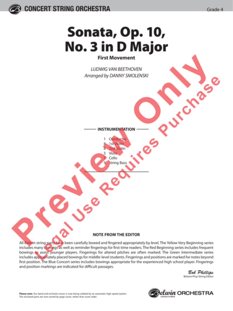Sonata, Opus 10, No. 3 Sonata, Opus 10, No. 3 String Orchestra scores gallery preview page 2