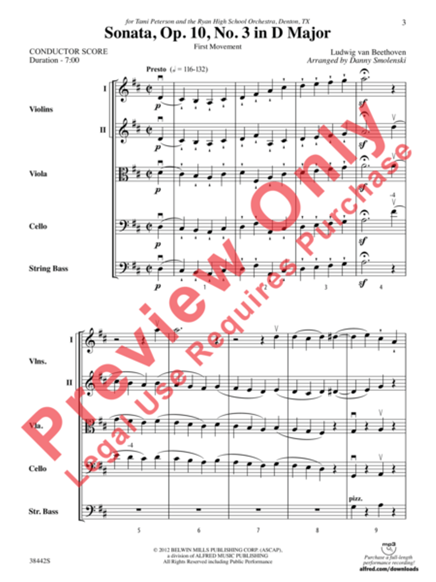 Sonata, Opus 10, No. 3 Sonata, Opus 10, No. 3 String Orchestra scores gallery preview page 4
