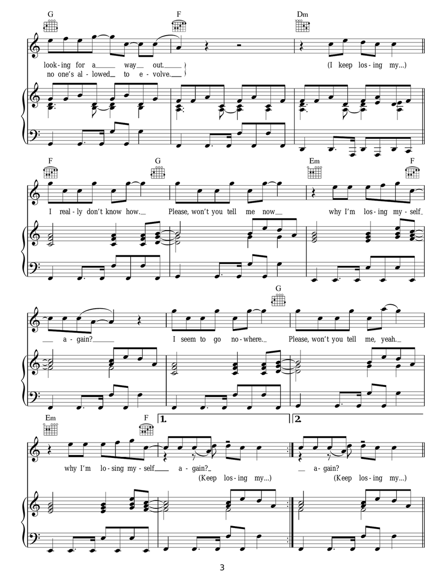 Losing Myself Losing Myself Acoustic Guitar scores gallery preview page 3